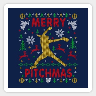 Fastpitch Pitcher Softball Ugly Christmas Sweater Party Sticker